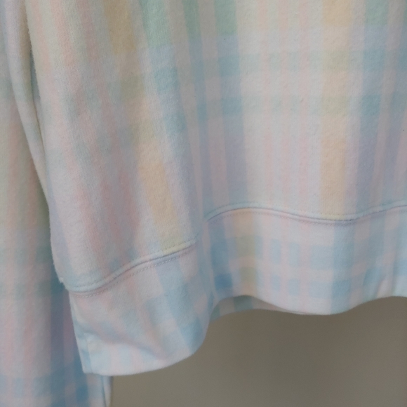 Wildfox Baggy Beach Jumper Plaid V-neck Sweater Top Size Medium Pastel - Picture 10 of 15